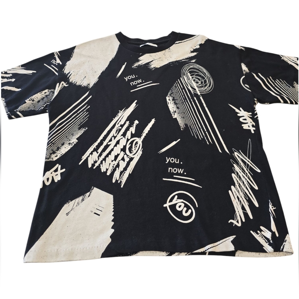 Zara Zebra Print Men's Black Graphic Tee Shirt M